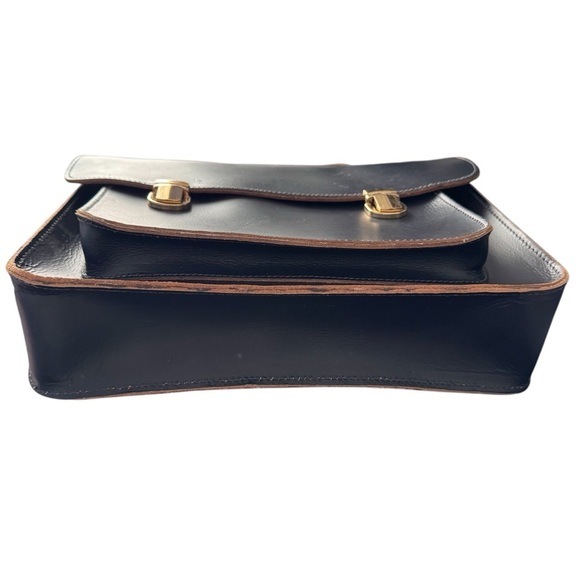 Mark and Graham Navy Leather Messenger Bag Work Travel Crossbody - Picture 11 of 13